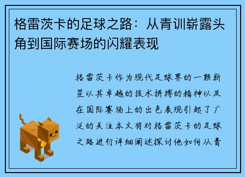 格雷茨卡的足球之路：从青训崭露头角到国际赛场的闪耀表现